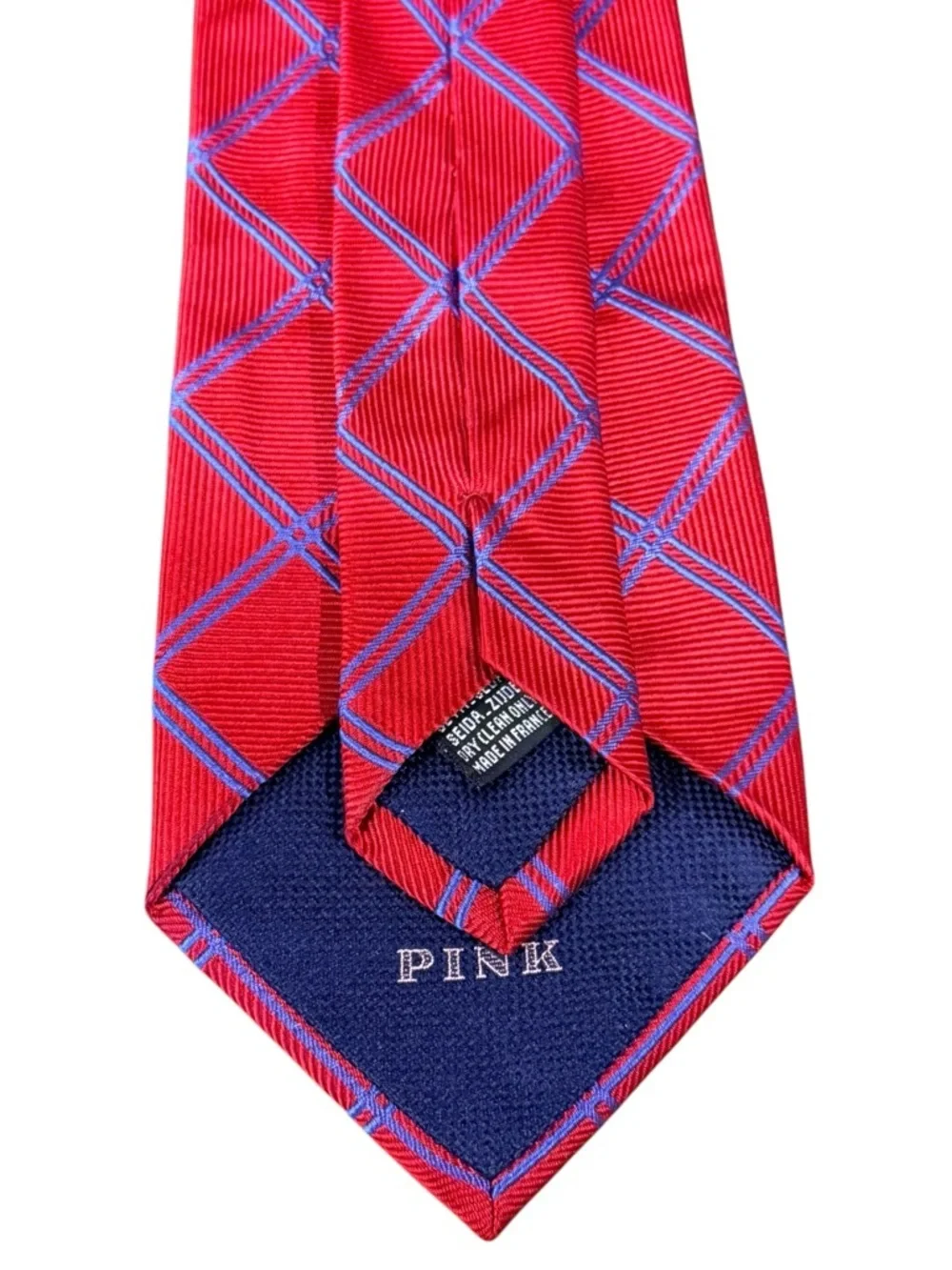 Thomas Pink Silk Tie Red Purple Diamond Grid France Jermyn Street London British